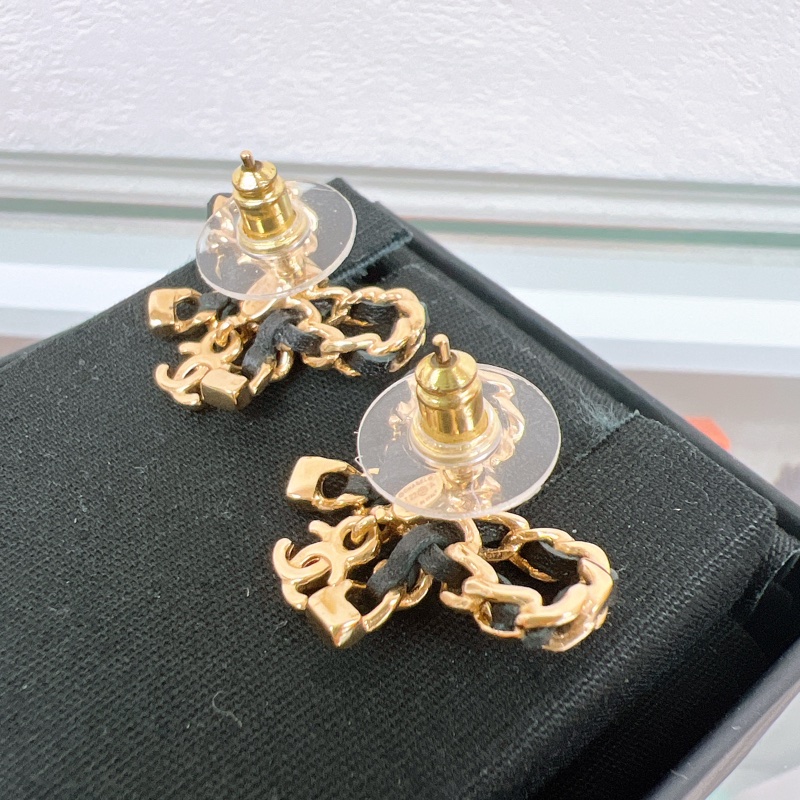 Chanel 22a 皮穿鏈蝴蝶結耳環-5