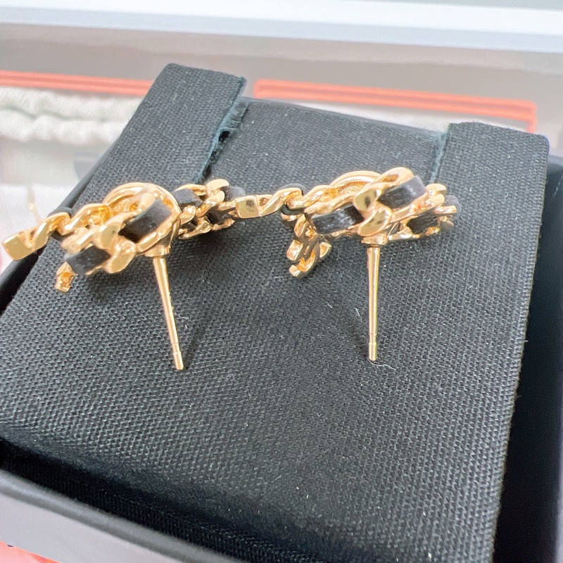 Chanel 22a 皮穿鏈蝴蝶結耳環-6