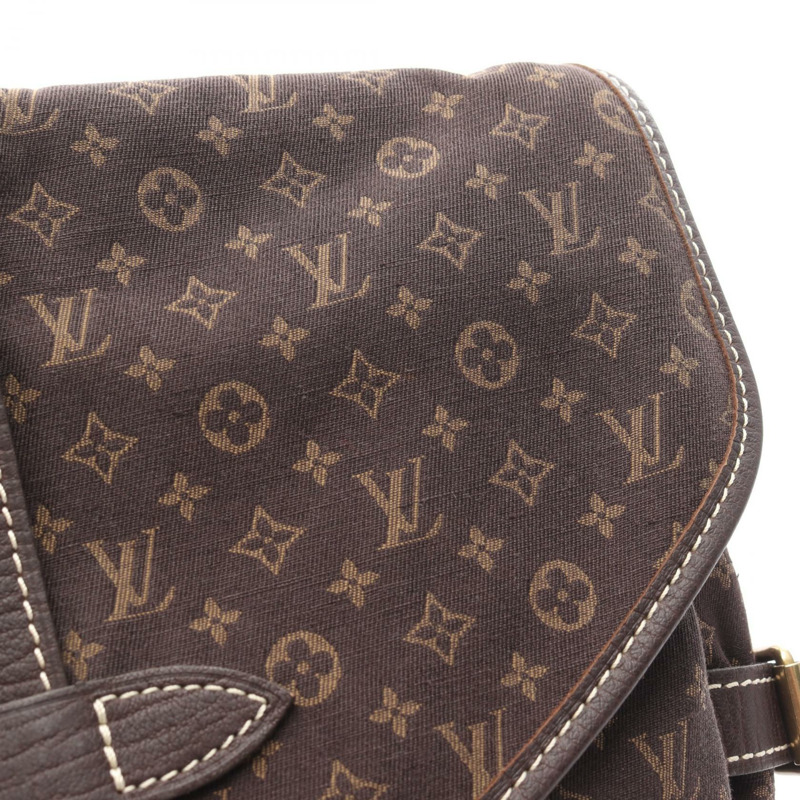 LOUIS VUITTON Saumur 單肩包 M95227 Monogram mini Lin 帆布 Ebene 二手 LV-7