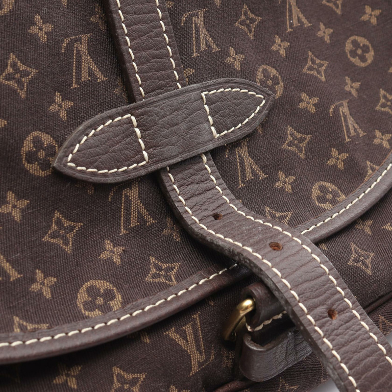 LOUIS VUITTON Saumur 單肩包 M95227 Monogram mini Lin 帆布 Ebene 二手 LV-8