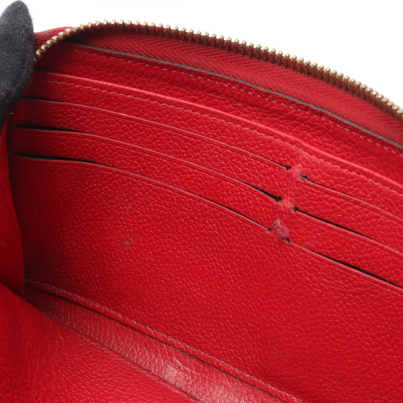 LOUIS VUITTON Zippy Around 長版皮夾 M61865 Monogram empreinte 紅色 二手 女士-4
