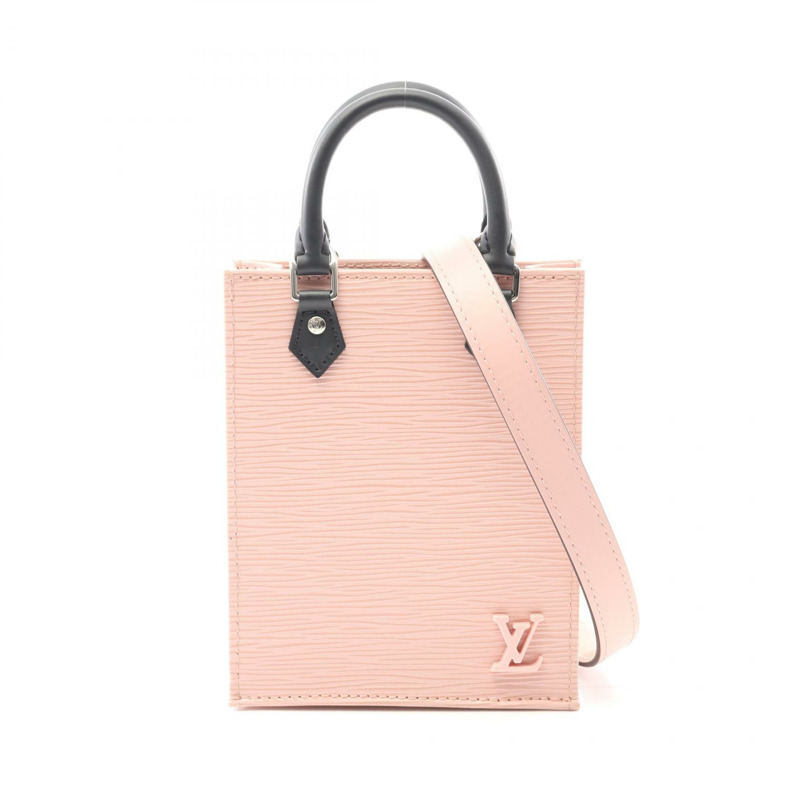 LOUIS VUITTON Petit Sac Plat 單肩包 手提包 M69575 Epi 皮革 黑色 粉紅色 二手-0
