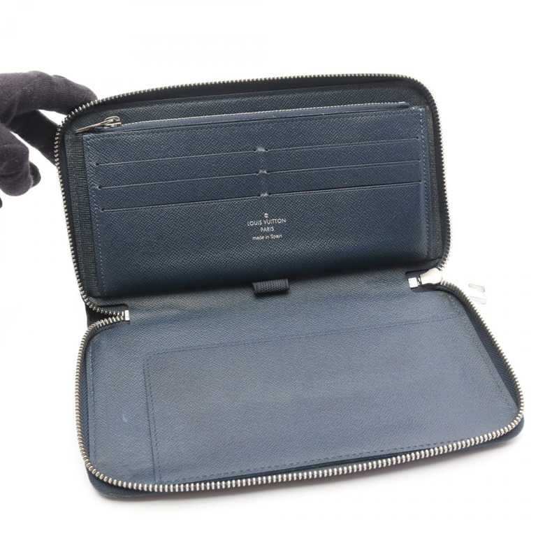 LOUIS VUITTON Zippy Organizer 長皮夾 M30515 Taiga 皮革海軍藍-2