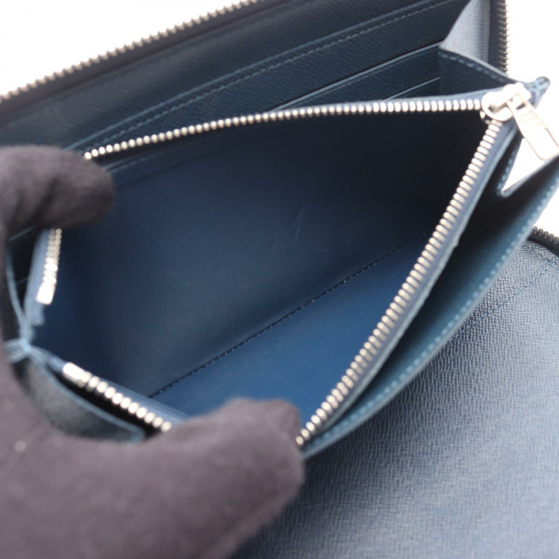 LOUIS VUITTON Zippy Organizer 長皮夾 M30515 Taiga 皮革海軍藍-3