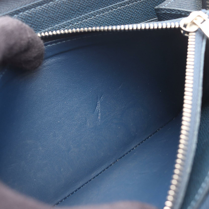 LOUIS VUITTON Zippy Organizer 長皮夾 M30515 Taiga 皮革海軍藍-14