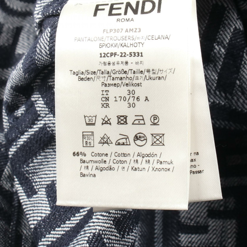 FENDI Zucca 牛仔流蘇下擺短褲 FLP307 棉質海軍藍灰色 #30 二手男款-3