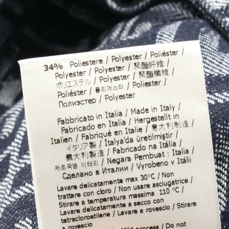 FENDI Zucca 牛仔流蘇下擺短褲 FLP307 棉質海軍藍灰色 #30 二手男款-4