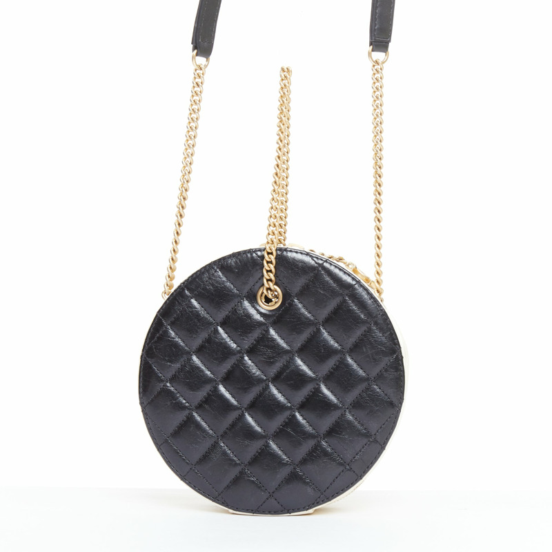 CHANEL 2019 Limited Edition En Vogue Round black cream leather crossbody bag-4