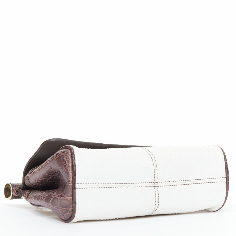 DOLCE GABBANA Miss Sicily brown white mixed scaled leather crossbody bag-5