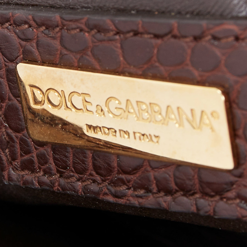 DOLCE GABBANA Miss Sicily brown white mixed scaled leather crossbody bag-9