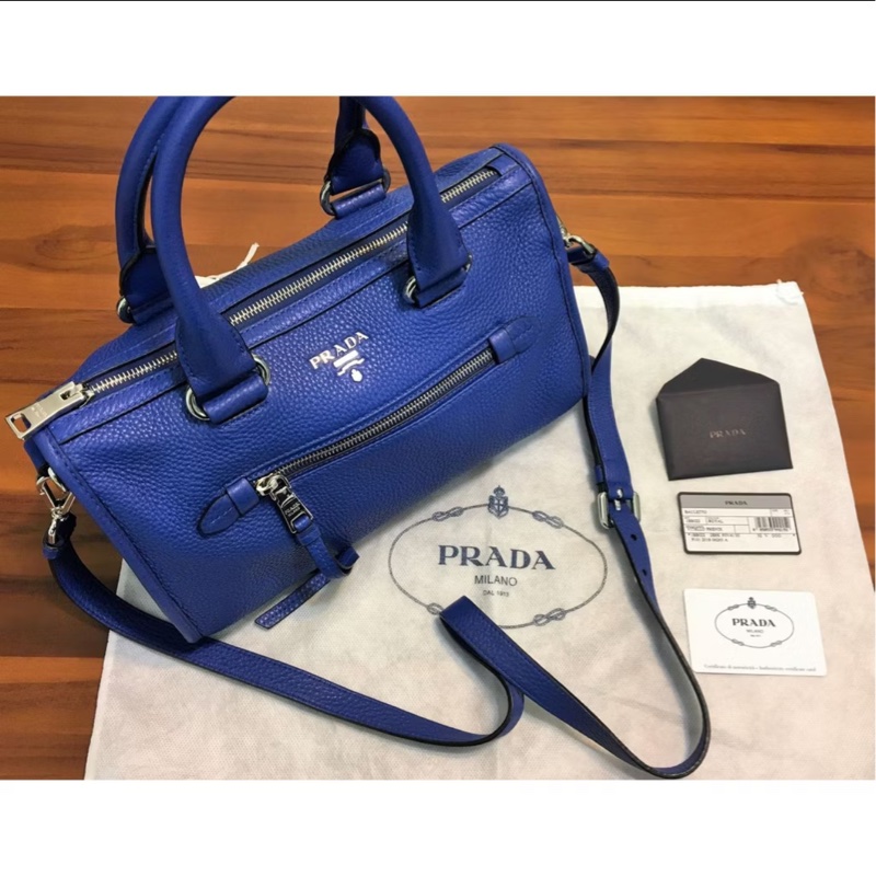 PRADA BAULETTO 99.9%新 正牌專櫃女用派對手拿斜背兩用包-6