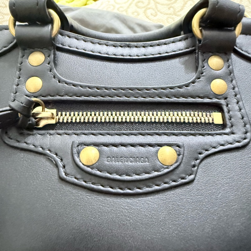 BALENCIAGA 巴黎世家 NEO CLASSIC 迷你款 金釦牛皮手提/斜背包(黑色)-1