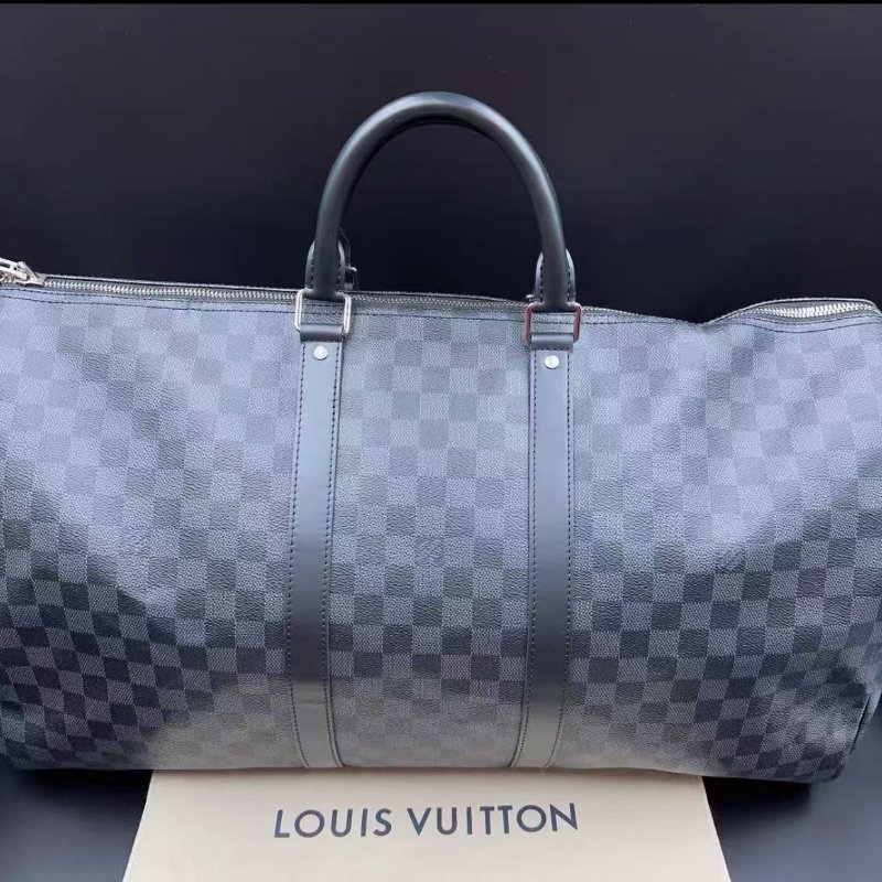 Lv Keepall 55 黑色棋盤格旅行袋 全新 配件塵袋-2