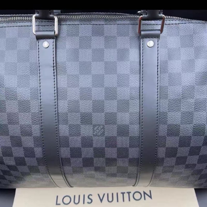 Lv Keepall 55 黑色棋盤格旅行袋 全新 配件塵袋-6