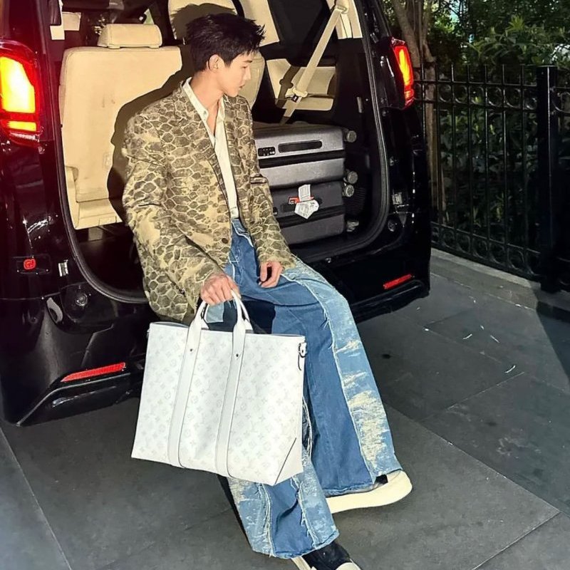 LOUIS VUITTON Weekend 灰白色 托特包 單肩包 男款 配件塵袋 98新-1