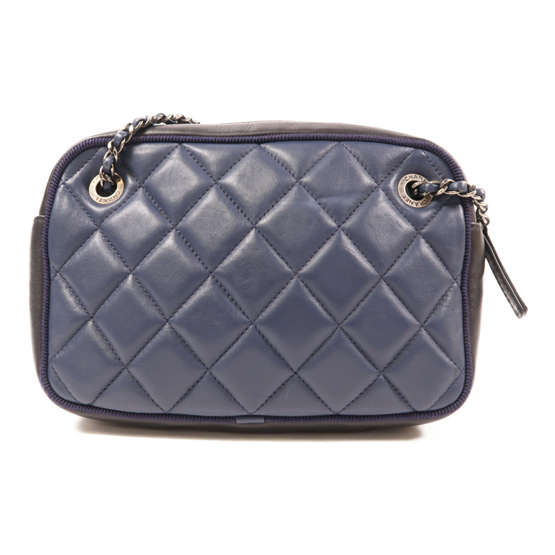 CHANEL 牛皮皮革Chain Shoulder銀扣鏈帶肩背袋-1