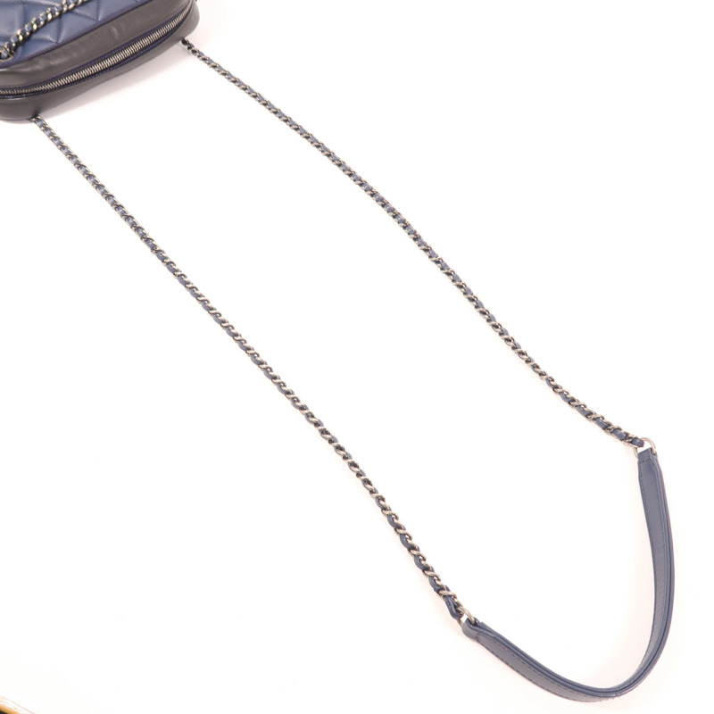 CHANEL 牛皮皮革Chain Shoulder銀扣鏈帶肩背袋-4