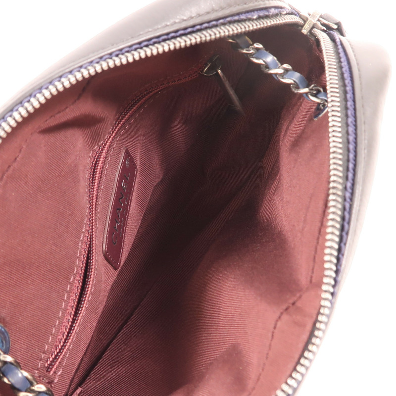 CHANEL 牛皮皮革Chain Shoulder銀扣鏈帶肩背袋-9