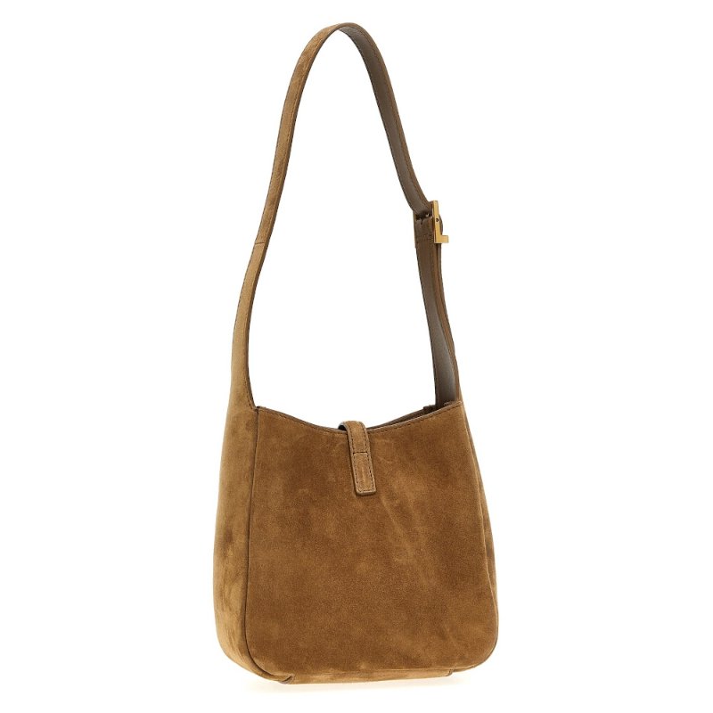 【YSL】SAINT LAUENT LE 5 A 7 Hobo Baby 迷你 麂皮 肩背包 棕色 809461-3