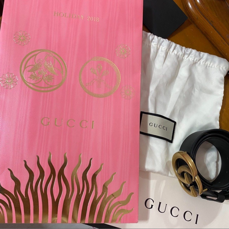 Gucci 舊金雙G皮帶-4