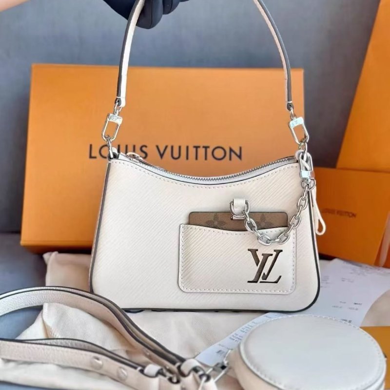 Lv Marelle Epi水波紋 新款二合一包,白色很氣質洋氣 配件:塵袋 票 盒子 19x13.5x6.5 全新-3