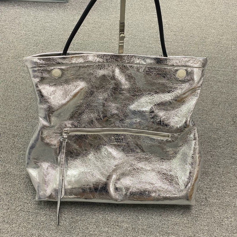 促銷品 AMI Alexandre Mattiussi單肩包 43公分 黑色/銀色-0