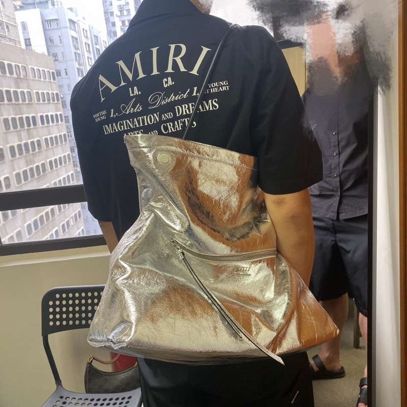 促銷品 AMI Alexandre Mattiussi單肩包 43公分 黑色/銀色-2