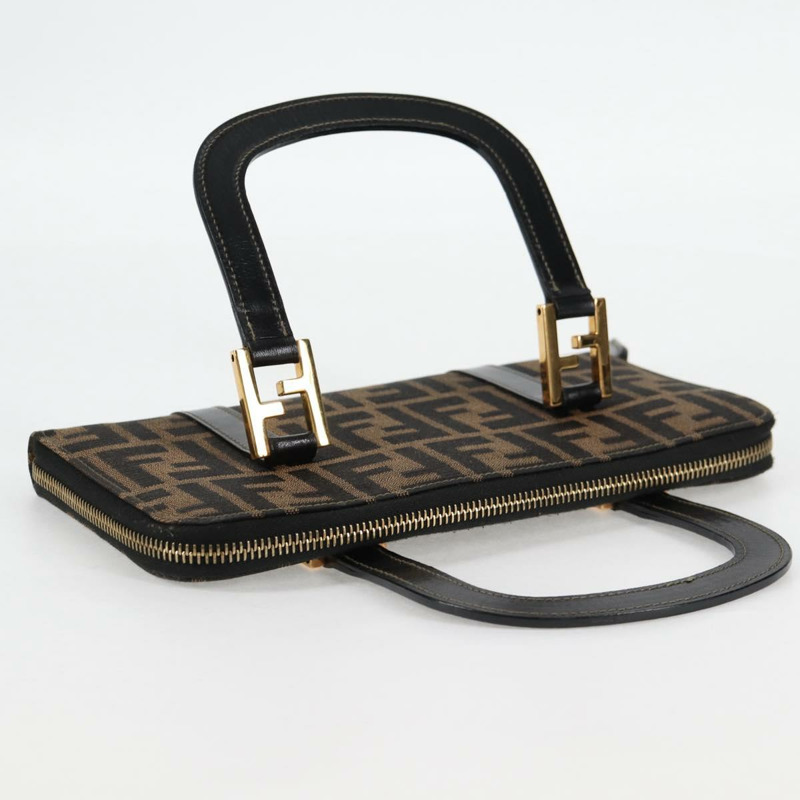 【日本直送】FENDI Zucca 帆布手提皮夾 黑色 棕金色 正品 124173V-5