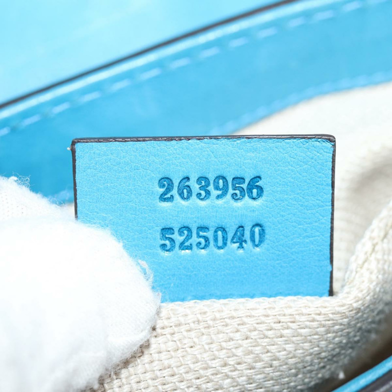 【日本直送】GUCCI 竹節肩背包 皮革 藍色 金色 263956 正品 124631V-11