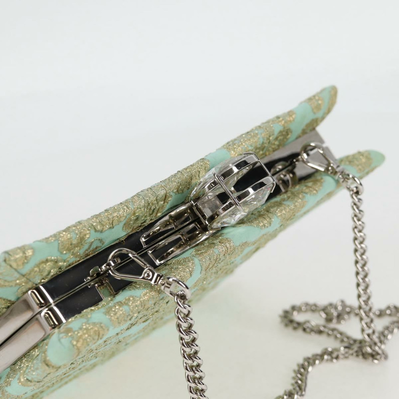 【日本直送】Miu Miu 鏈條單肩包 棉質 淺藍色 銀色 正品 118561AM-5