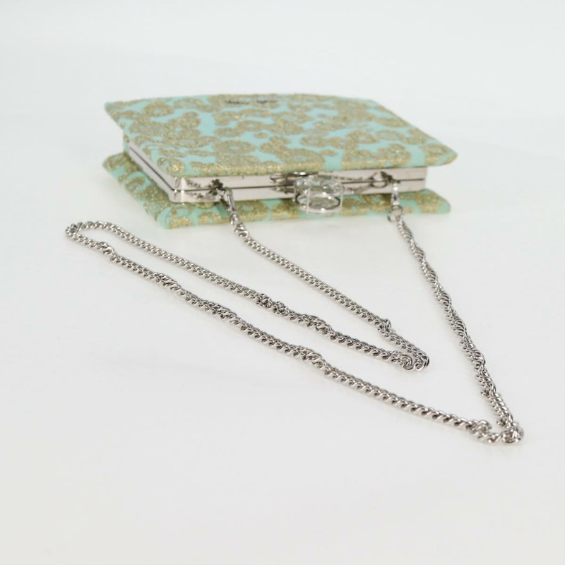 【日本直送】Miu Miu 鏈條單肩包 棉質 淺藍色 銀色 正品 118561AM-6