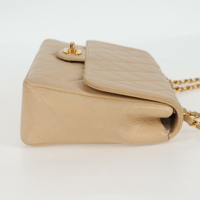 【日本直送】香奈兒 (CHANEL) 絎縫鏈條單肩包 小羊皮 米金色 CC 正品 BA2162V-3