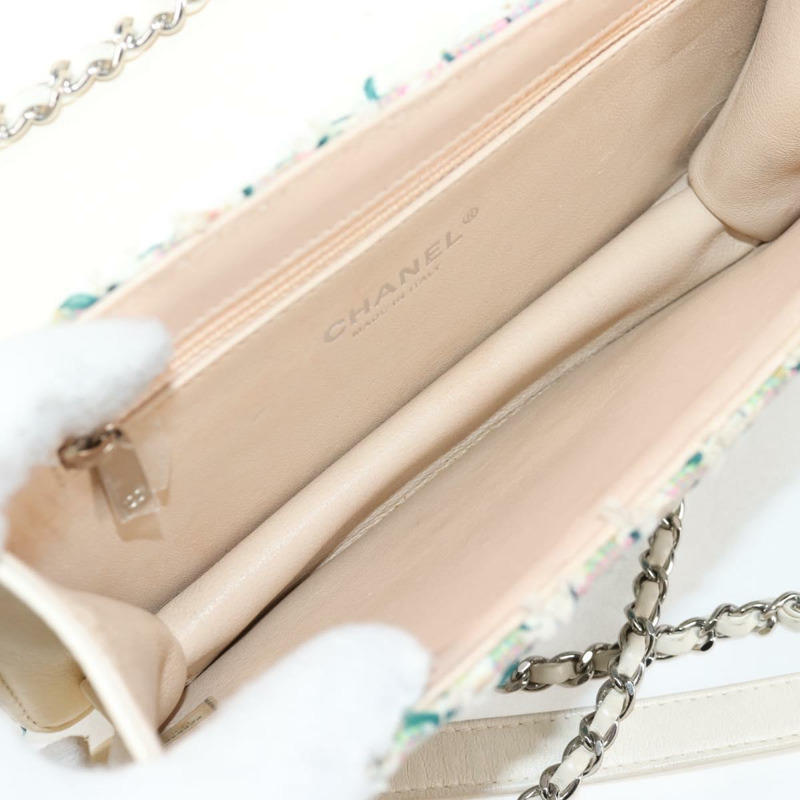 【日本直送】香奈兒鏈條絎縫肩背包，斜紋軟呢白色，CC標誌，型號BA2164AM-9