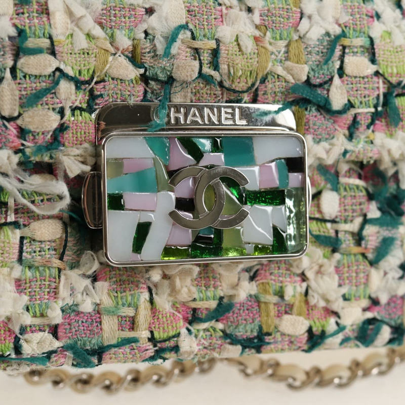 【日本直送】香奈兒鏈條絎縫肩背包，斜紋軟呢白色，CC標誌，型號BA2164AM-19