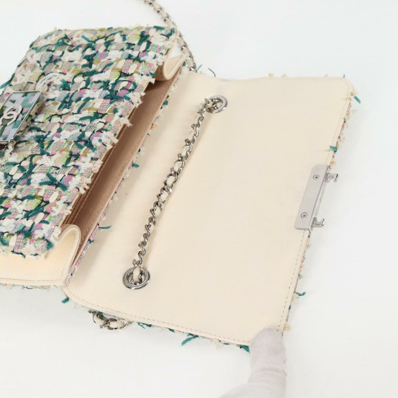 【日本直送】香奈兒鏈條絎縫肩背包，斜紋軟呢白色，CC標誌，型號BA2164AM-20