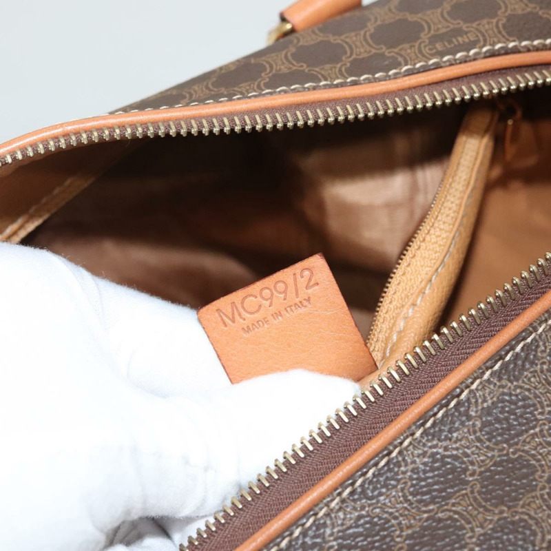 【日本直送】CELINE Macadam帆布手提包 PVC皮革 棕色 金色 正品 yk18442V-10