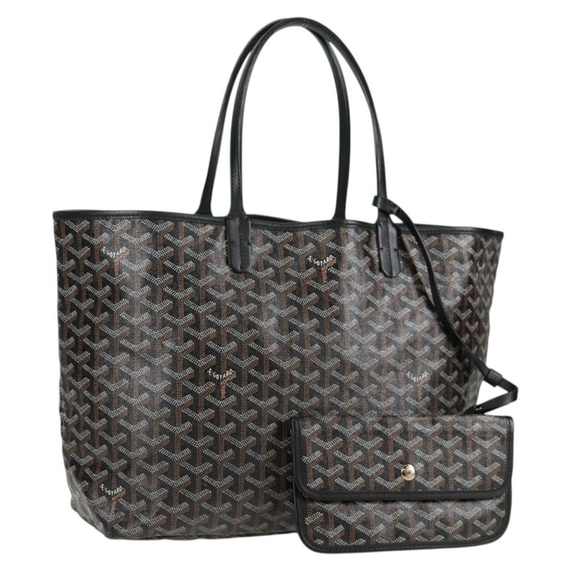 【日本直送】GOYARD 人字紋 Saint Louis PM 手提包 PVC 黑色 正品 yk18410M-0
