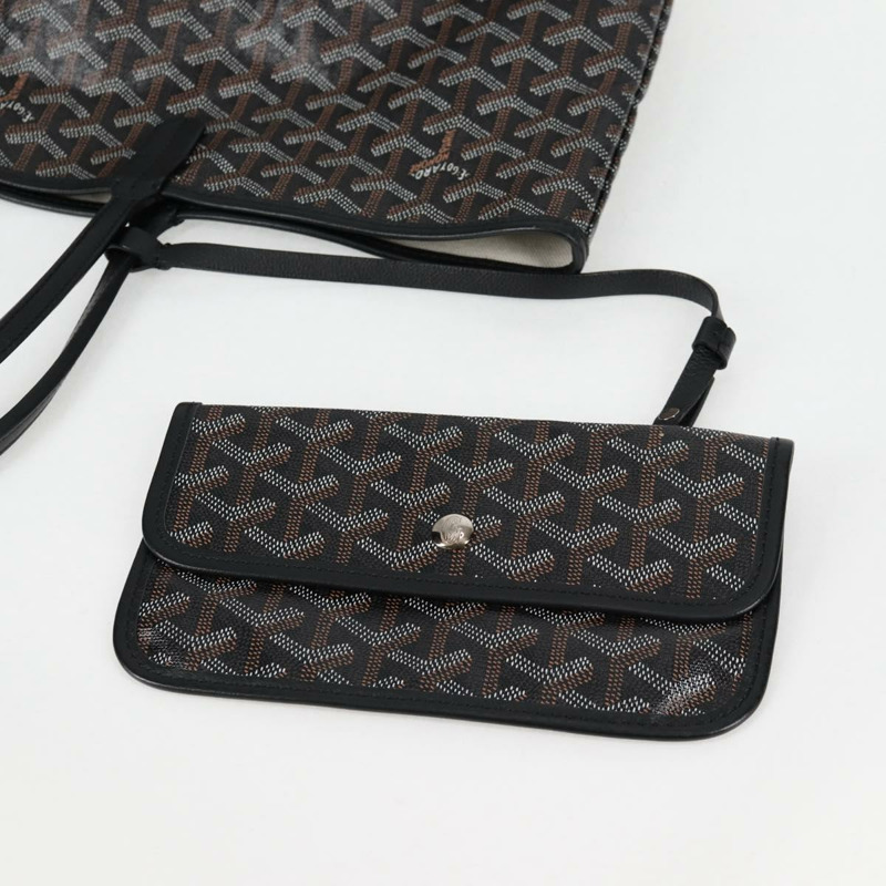 【日本直送】GOYARD 人字紋 Saint Louis PM 手提包 PVC 黑色 正品 yk18410M-18