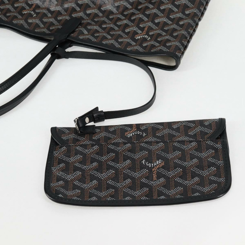 【日本直送】GOYARD 人字紋 Saint Louis PM 手提包 PVC 黑色 正品 yk18410M-19