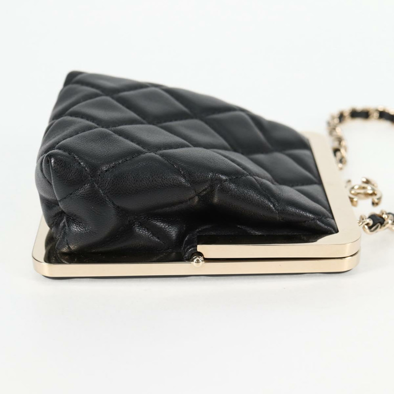 【日本直送】香奈兒 Matelasse 鏈條包單肩包小羊皮黑金 CC 正品 125435AM-3