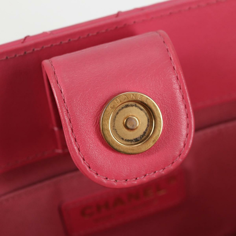 【日本直送】香奈兒 (CHANEL) 絎縫鏈條單肩包，羊皮材質，粉紅金色雙C標誌，正品編號 125468AM-9