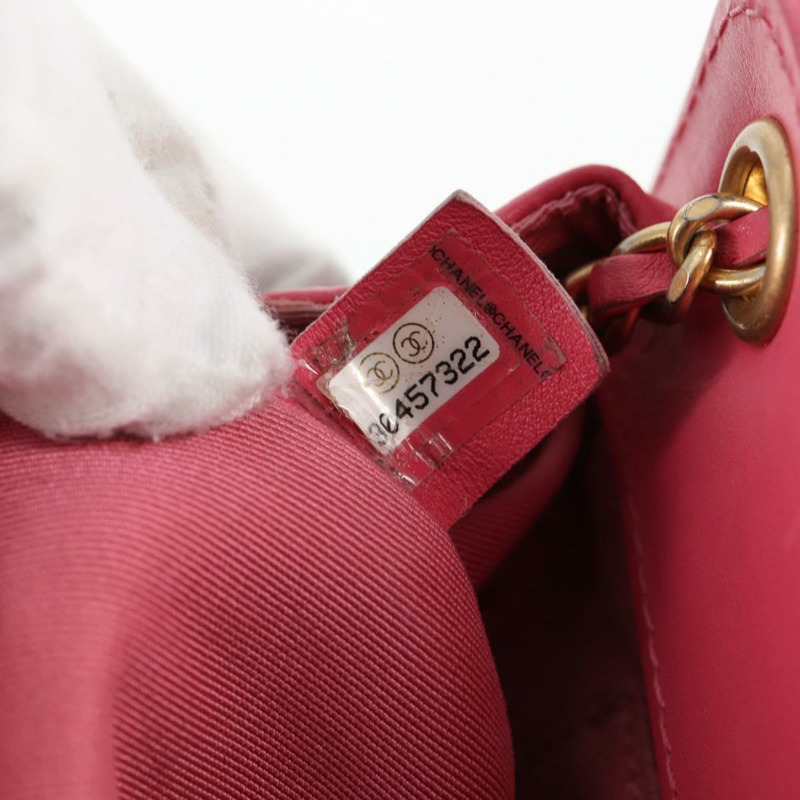 【日本直送】香奈兒 (CHANEL) 絎縫鏈條單肩包，羊皮材質，粉紅金色雙C標誌，正品編號 125468AM-11