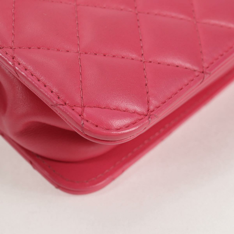 【日本直送】香奈兒 (CHANEL) 絎縫鏈條單肩包，羊皮材質，粉紅金色雙C標誌，正品編號 125468AM-15