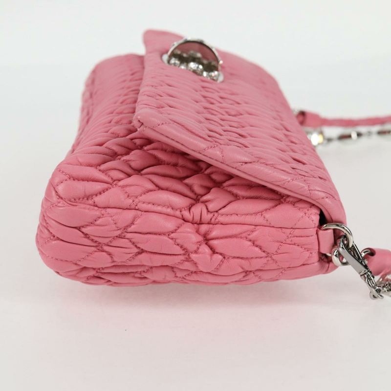 【日本直送】Miu Miu Matelasse 手提包 皮革 粉紅色 銀色 正品 PP611V-4