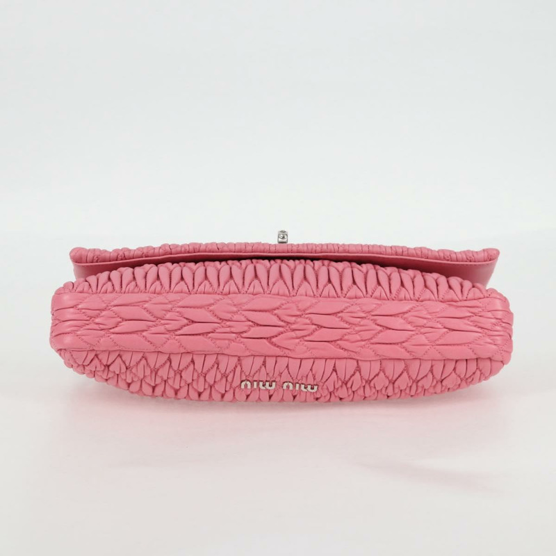 【日本直送】Miu Miu Matelasse 手提包 皮革 粉紅色 銀色 正品 PP611V-5
