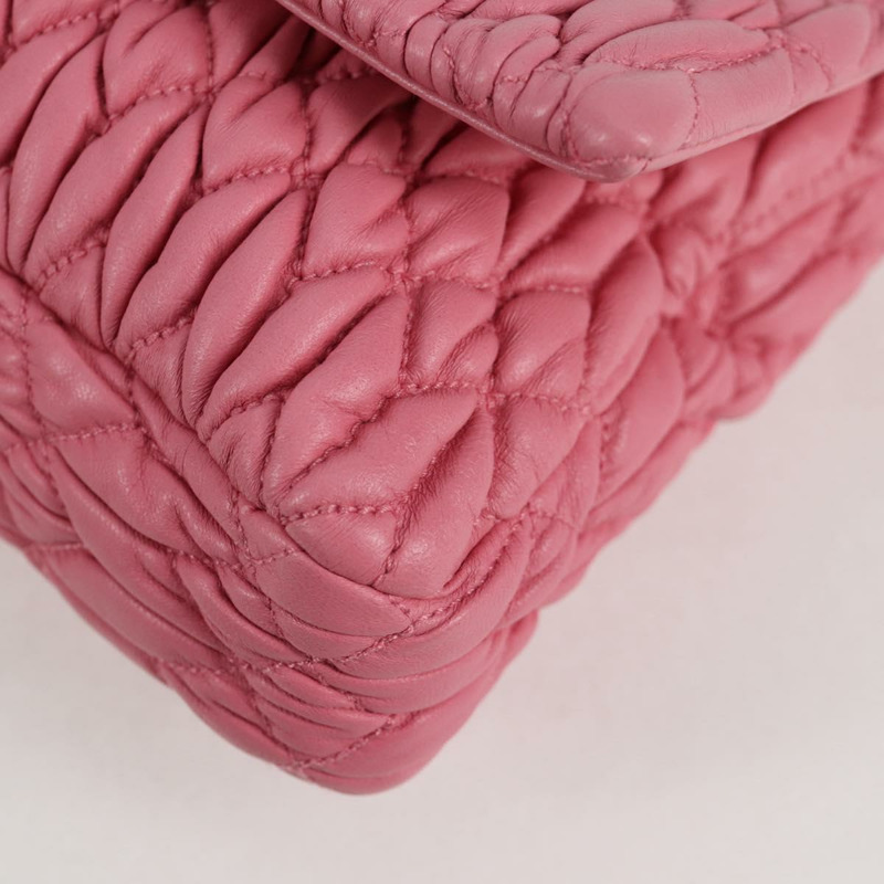 【日本直送】Miu Miu Matelasse 手提包 皮革 粉紅色 銀色 正品 PP611V-18