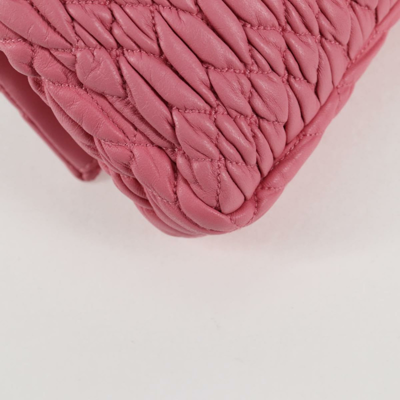 【日本直送】Miu Miu Matelasse 手提包 皮革 粉紅色 銀色 正品 PP611V-19