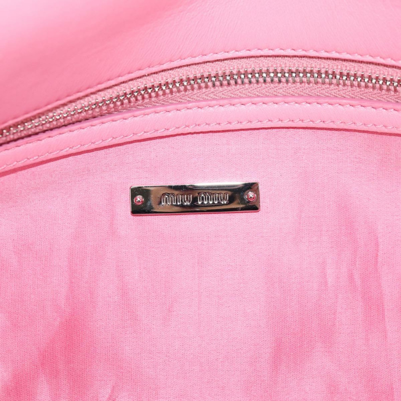 【日本直送】Miu Miu Matelasse 手提包 皮革 粉紅色 銀色 正品 PP611V-24