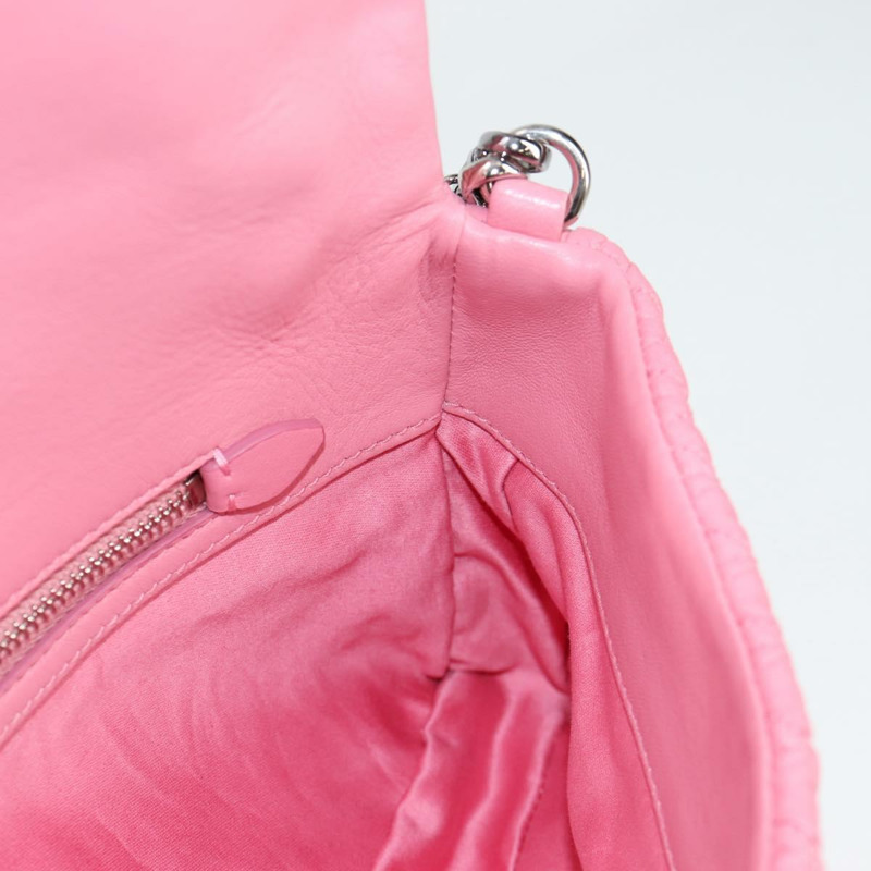 【日本直送】Miu Miu Matelasse 手提包 皮革 粉紅色 銀色 正品 PP611V-26