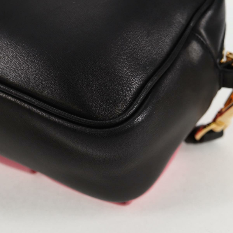 【日本直送】PRADA 緞帶單肩包 皮革 黑金色 正品 BD2127V-16